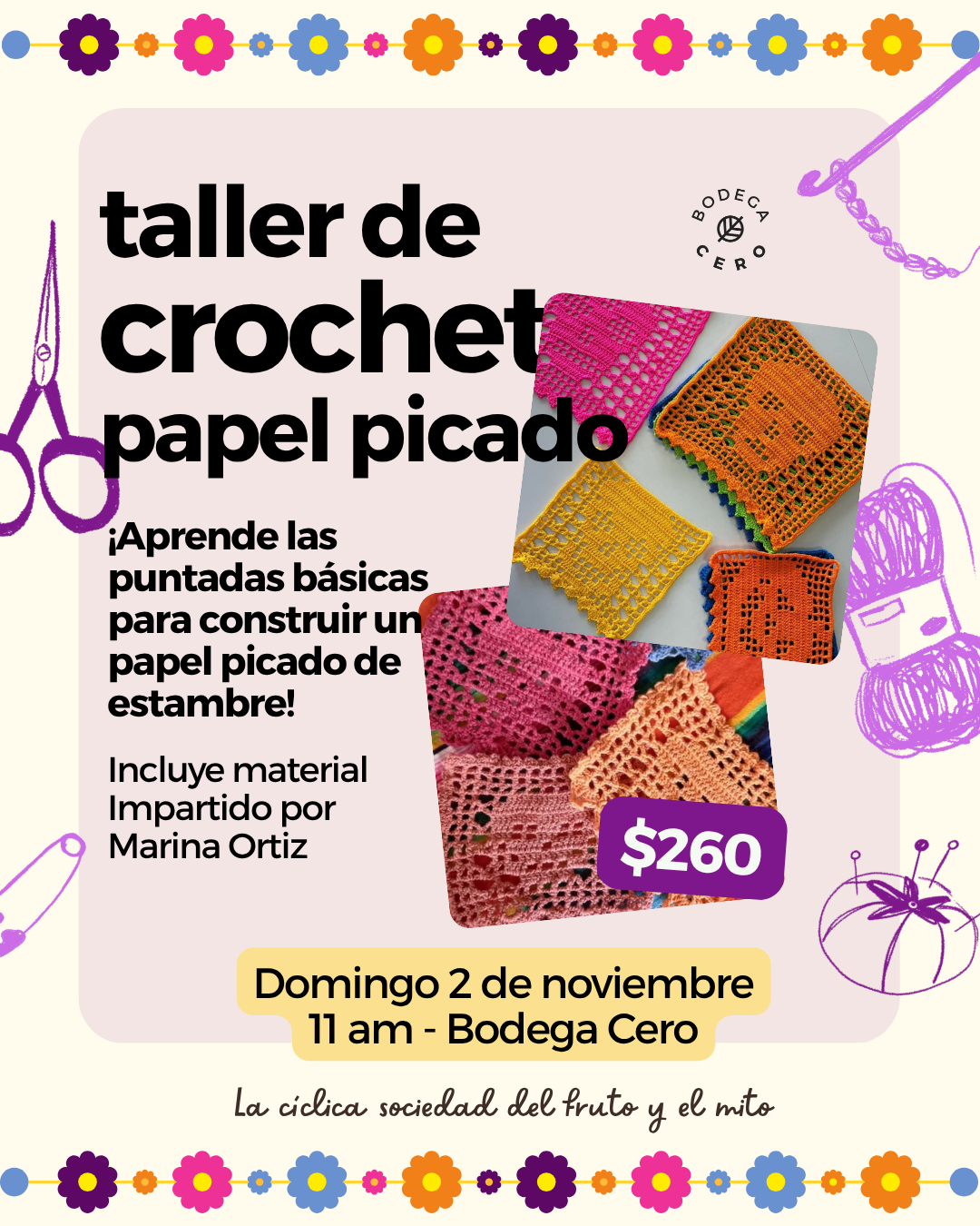 TALLER - Papel picado de crochet